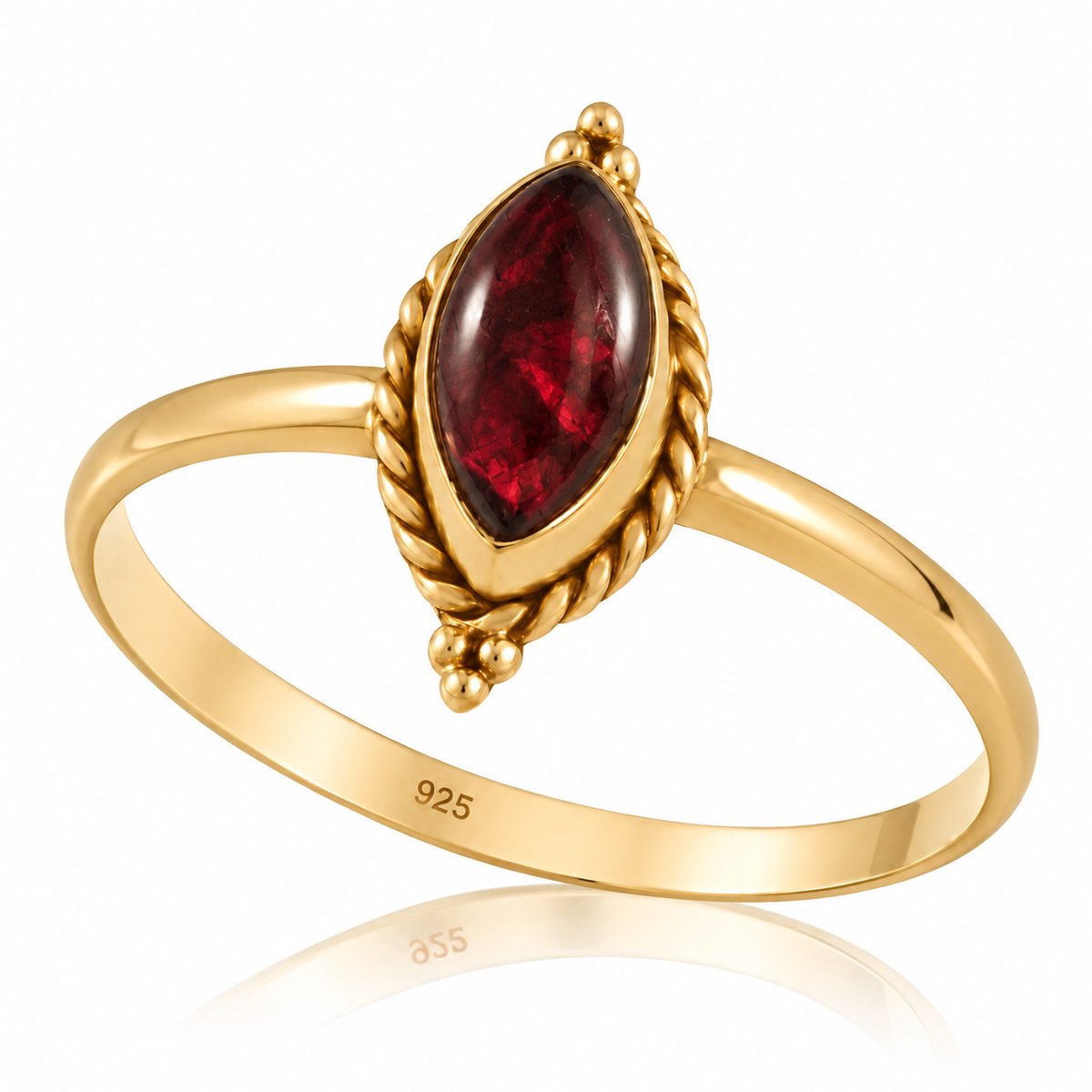 Natuursieraad - 925 sterling zilver goud verguld ring maat 16.50 mm - luxe edelsteen sieraad - handgemaakt