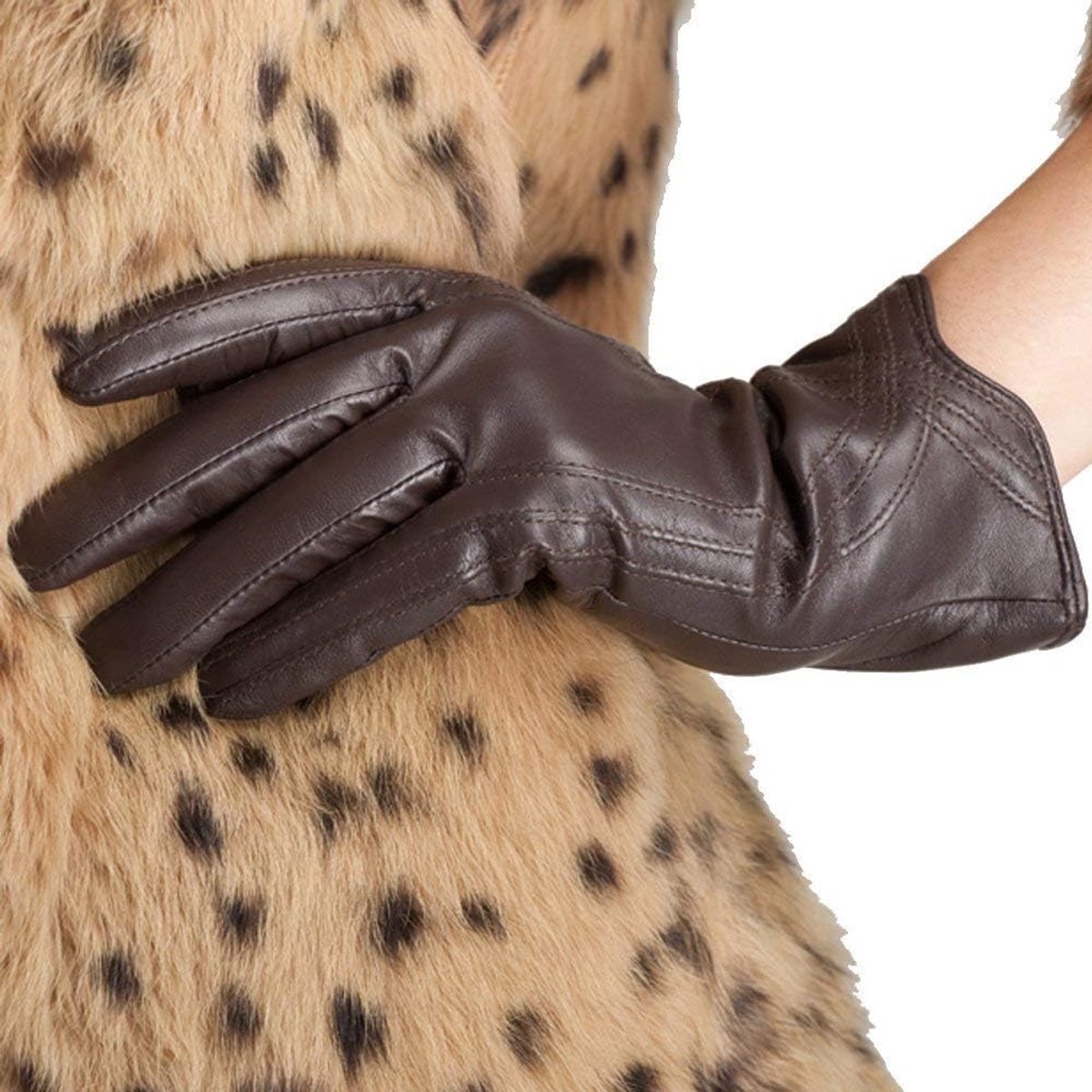 Handschoenen warme handgemaakte curve lamsvel voor vrouwen