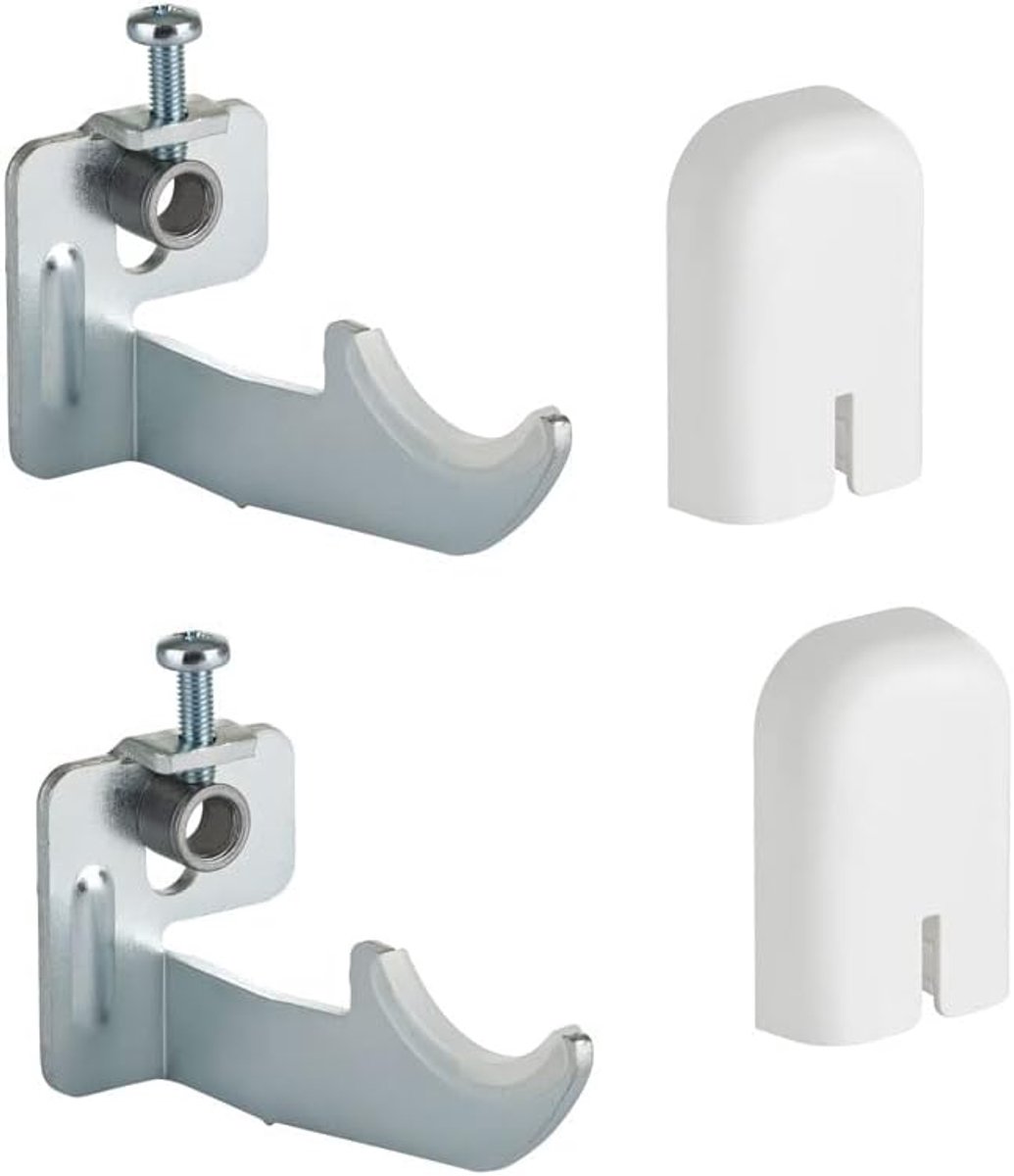 Muurbeugels voor aluminium radiatoren met verticale aanpassing - Witte ABS-afdekking en plastic isolatoren - Maximale capaciteit 50 kg per bevestiging - 2 stuks.