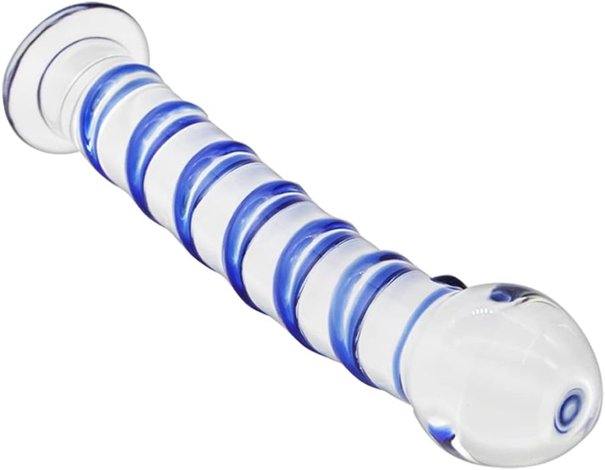 Dildo met blauwe spiraal, G-spotstimulatie, prostaatmassage, Roluck-penis voor mannen en vrouwen, masturbatie, anale plug, seksspeeltje