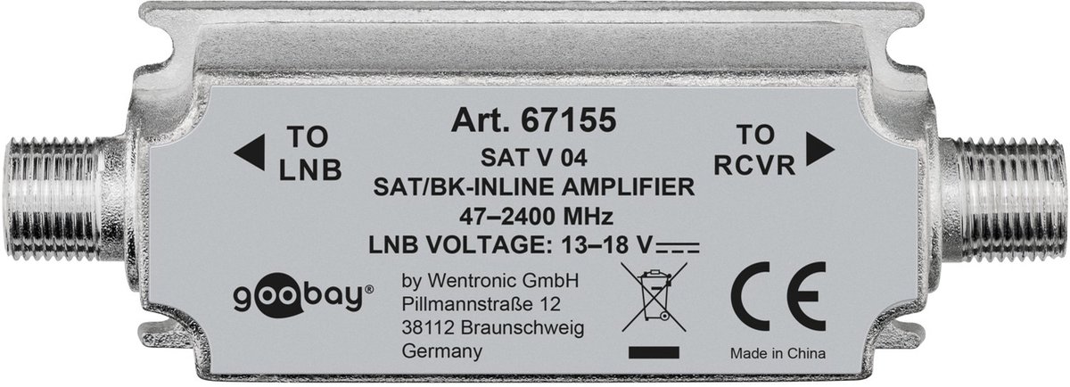 Goobay SAT/BK-antenneversterker 47 MHz - 2400 MHz, baanversterker om signalen te versterken