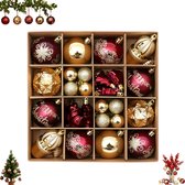 42 stuks kerstballen voor kerstboom - retro kerstboomversieringen bal voor binnen - decoratieve hangende ornamenten kerstballen voor vakantiefeestdecor - bordeaux goud