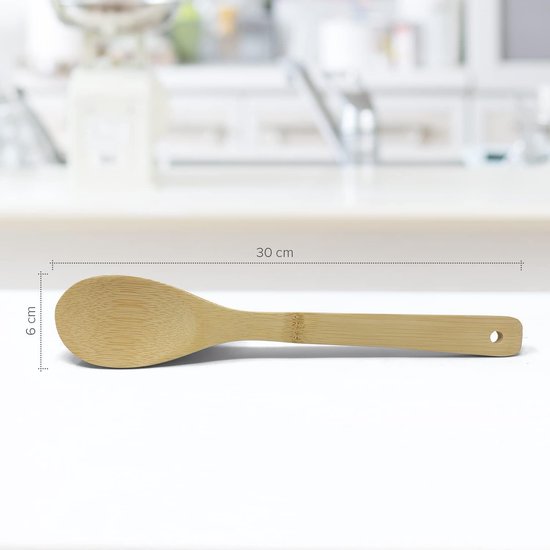 Kitchen Set van 6 Bamboe Houten Lepels Houten Lepelset Gemaakt van Bamboe Resistant Elegant Gemakkelijk te reinigen Bamboe Kooklepelset Beter voor Uw Gezondheid — afbeelding 2