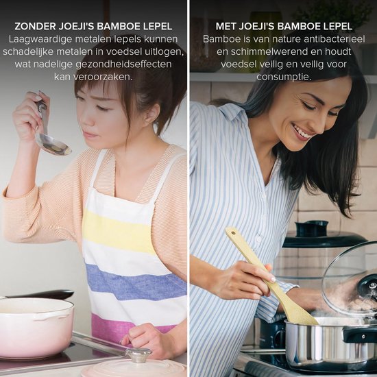 Kitchen Set van 6 Bamboe Houten Lepels Houten Lepelset Gemaakt van Bamboe Resistant Elegant Gemakkelijk te reinigen Bamboe Kooklepelset Beter voor Uw Gezondheid — afbeelding 3