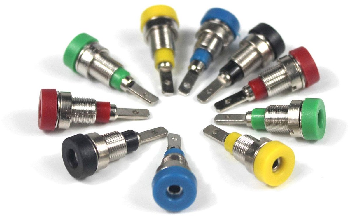 Socket 2 mm Jack voor Panel Mounting Testmonsters Gemengde Kleur Pack van 5