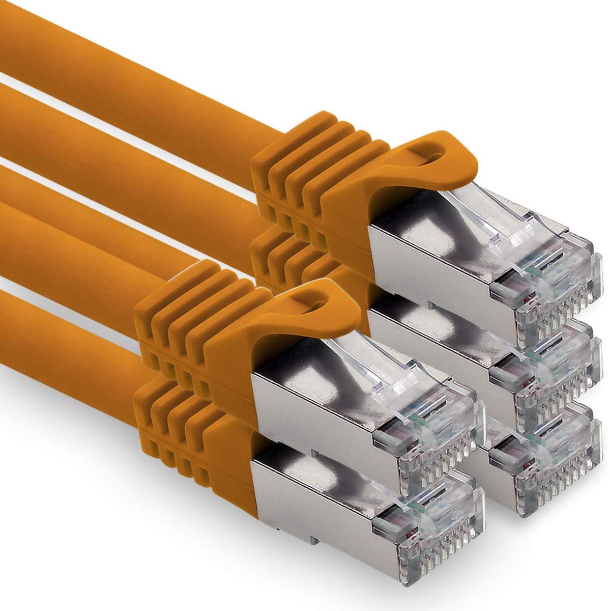 1,5 m - oranje - 5 stuks CAT.7 computer ethernetkabel netwerkkabel (kale kabel) patchkabel S-FTP LSZH PIMF 10 GB s RJ45-connector Cat6a