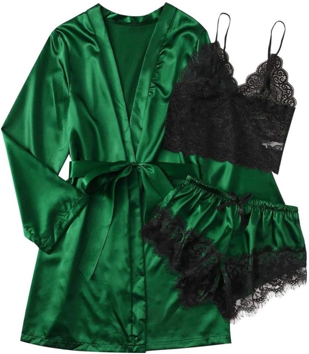 Lingerie voor dames sexy nachthemd lingerie nachtkleding Kant met stringDames Satijnen Zijden Pyjama Sexy Nachtjurk V-hals Kanten Lingerie Shorts Gewaden Verleidelijk Nachtkleding Pyjama Sets