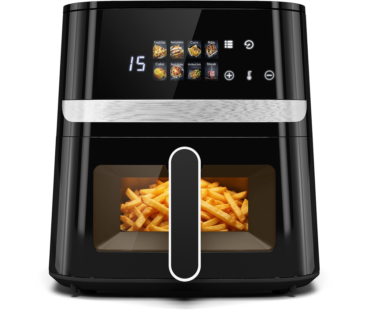 Puluomis Airfryer 6,5L – Heteluchtfriteuse – PFAS-vrij - 1350W – 8 Programma’s – Digitaal Display