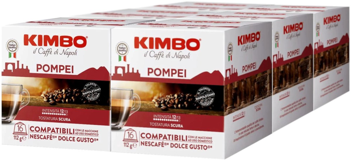 Kimbo il Caffe di Napoli Pompei - Multipack - 96 (6x16) Koffiecups Compatibel met Nescafe Dolce Gusto