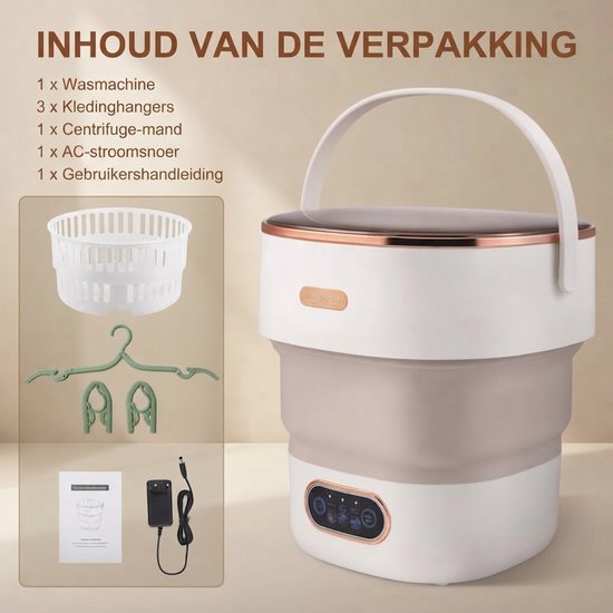 Popalino - 15L Camping Wasmachine - Opvouwbare - Mini - Met Centrifuge - Wasmachine-emmer - Reinigingsmachine - Reiswasmachine van Popalino® — afbeelding 4