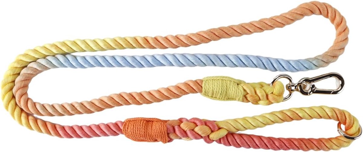 Hondenriem 1,5 m - Gevlochten polyester - Regenboogdesign - Ideaal voor training en wandelen - ShopVlot