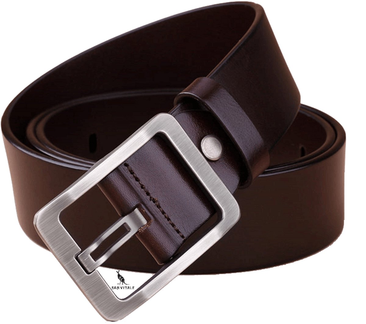 San Vitale® - 130 cm Faux Leren riem - Totale lengte 130cm - Taille 115cm - Unisex - Hoge kwaliteit Gesp - Bruin