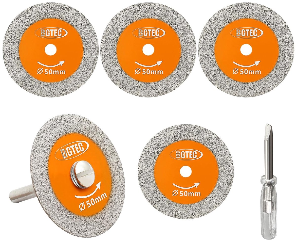 Diamantzaagbladen 50 mm - 5 stuks - Ultra dun - Perfect voor glas en keramiek - ShopVlot