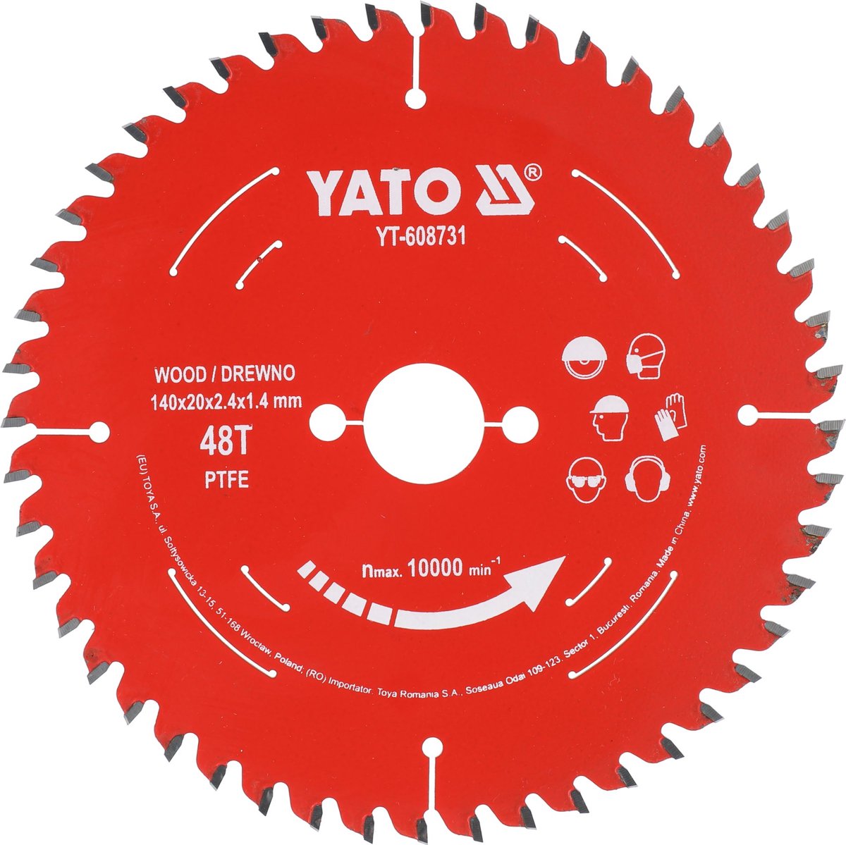 YATO YT-608731 TCT Cirkelzaagblad voor Hout - Ø 140 x 20 mm - 48T - PTFE Coated - Voor Hout & Plaatmateriaal