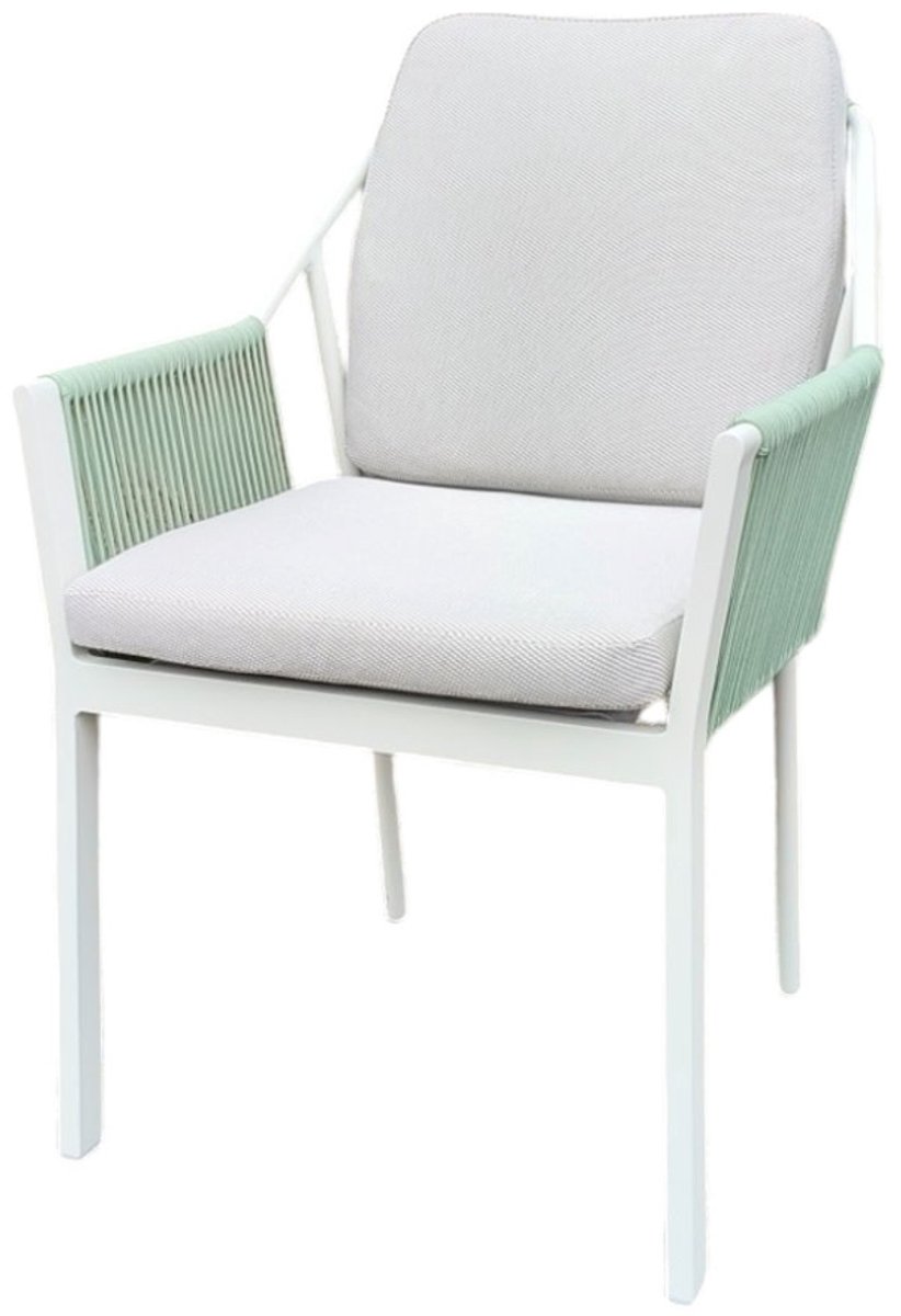 Tierra Outdoor Tuinstoel Liv Rope - Dining Tuinstoel - Aluminium - white frame, Palm Beach Green