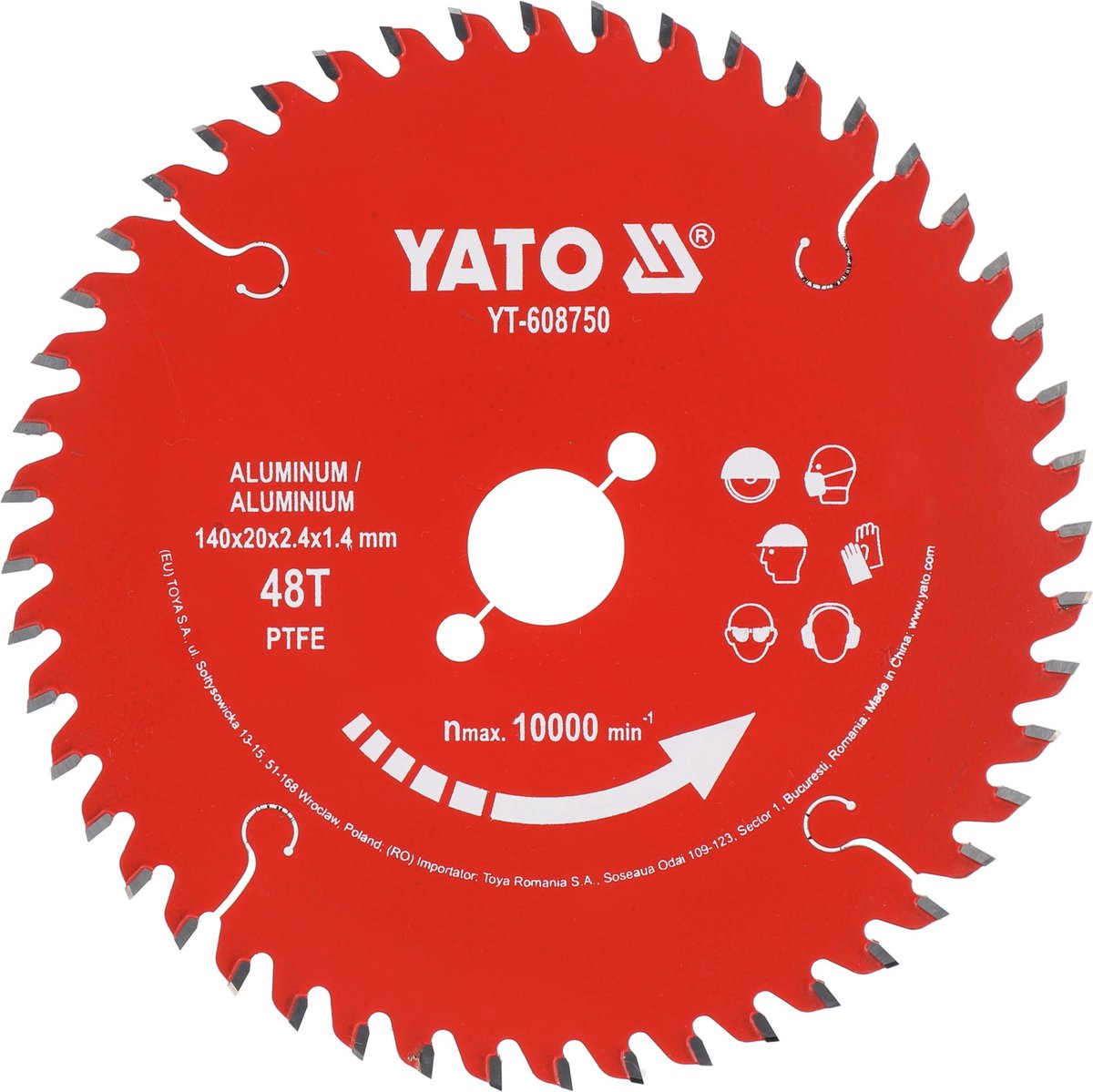 YATO YT-608750 TCT Cirkelzaagblad voor Aluminium - Ø 140 x 20 mm - 48T - PTFE Coated - Voor Aluminium & Non-Ferro