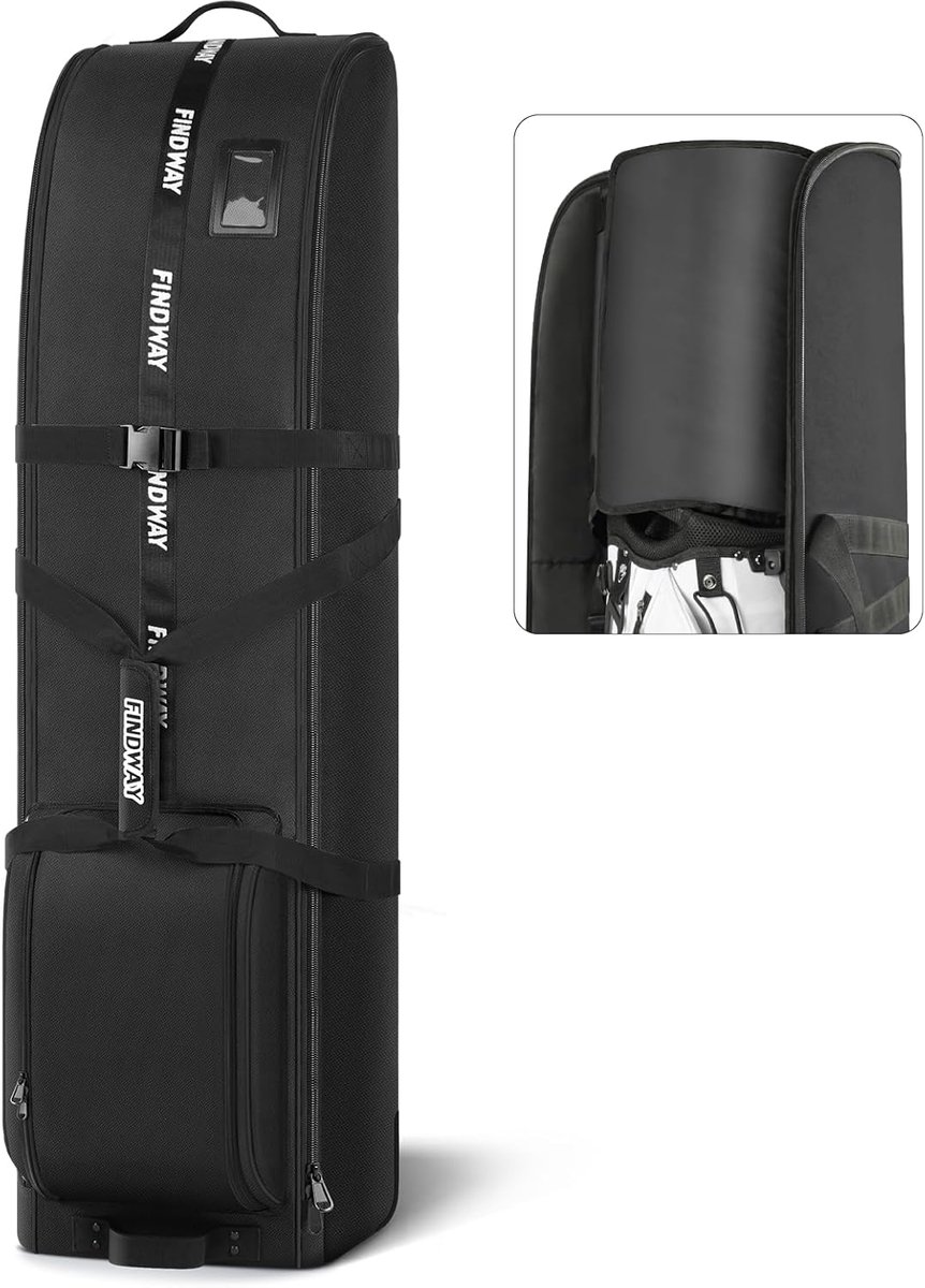 Findway Golf Travel Bag with Wheels, 900D Heavy Oxford Wear Resistant/Waterproof Lined, Premium, Extra Removable Pad - ShopVlot