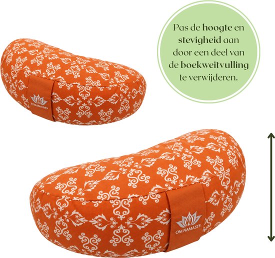 Om Namaste Design Meditatiekussen Halve Maan - Oranje & Wit - Moon van Om Namaste Design — afbeelding 4