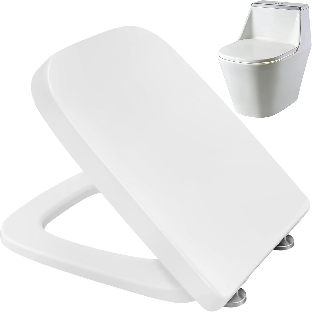 Afronde Trapezoïde Zachte Dichte Toiletzetel, Quick Release Loo Seat, Heavy Duty Premium Thermoplastic, Eenvoudig - ShopVlot