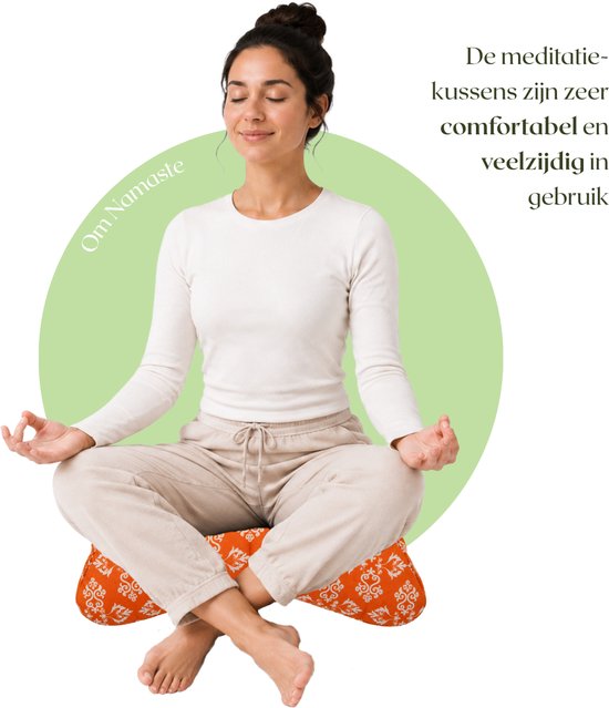 Om Namaste Design Meditatiekussen Halve Maan - Oranje & Wit - Moon van Om Namaste Design — afbeelding 2