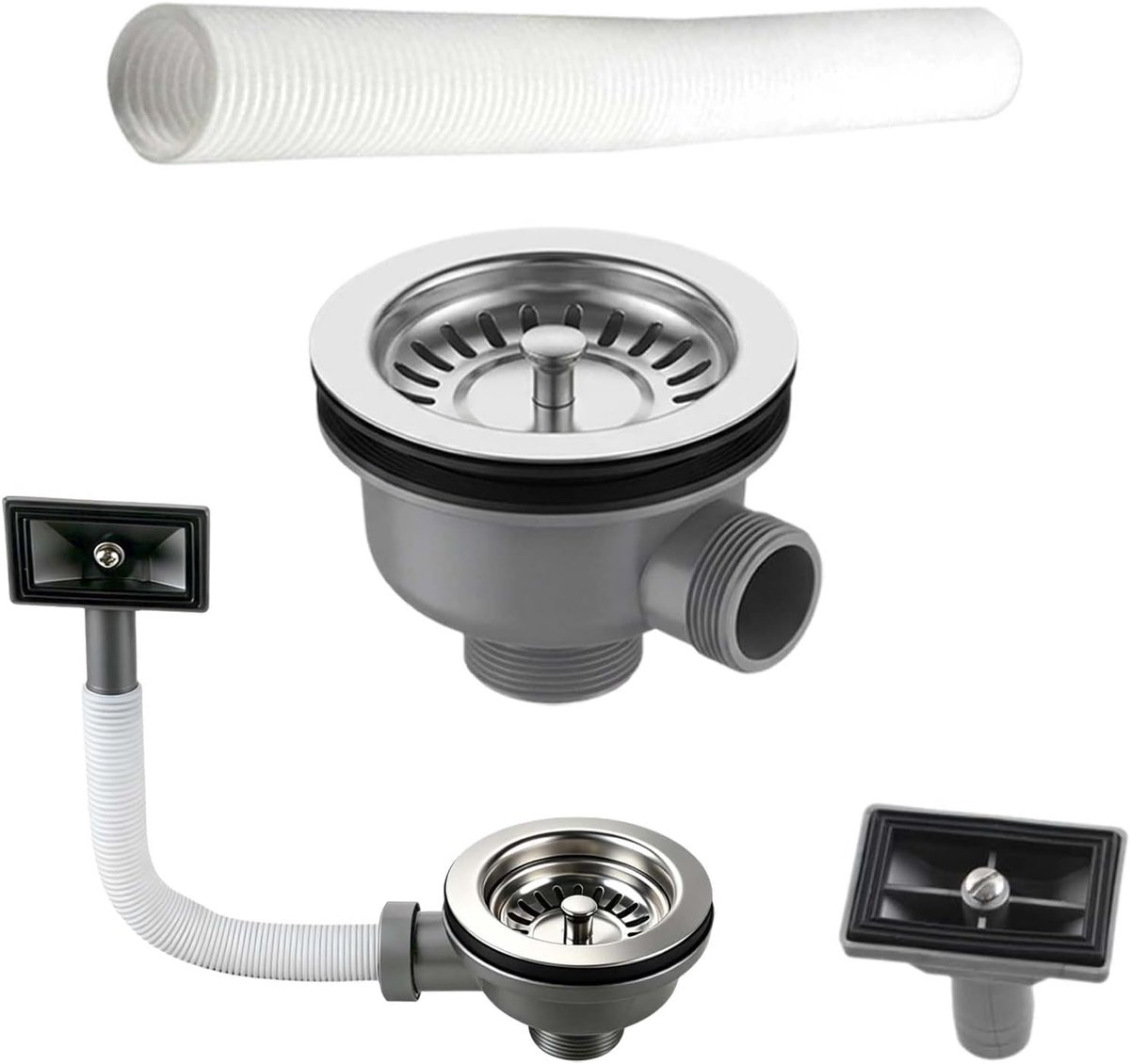 Verstelbare afvoerslang 114 mm - flexibele sifon - stalen kogelafdichting - voorkomt lekkage - ShopVlot