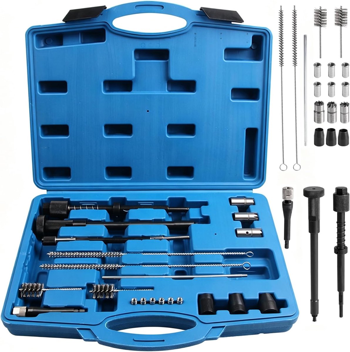 Injectorreinigingsset 21-delig - Freesset met hardmetalen freeskoppen - Compleet met gereedschapskist - ShopVlot