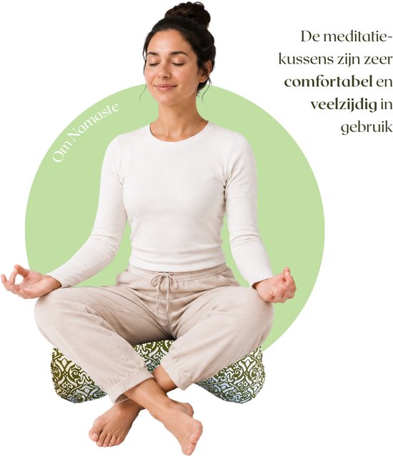 Om Namaste meditatiekussen design moon groen - halve maan van Om Namaste — afbeelding 5