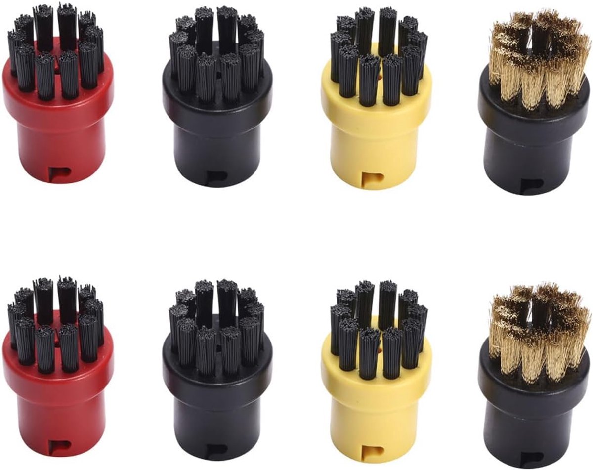 Ronde borstel set 8 delen - compatibel met Kärcher stoomreiniger - sterke borstelharen - efficiënt reinigen - ShopVlot