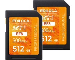 Ediloca SD card 512GB, V60 memory card up to 300MB/s read, 200MB/s writing, UHS-II, Class 10, U3, ideal SD card for - ShopVlot
