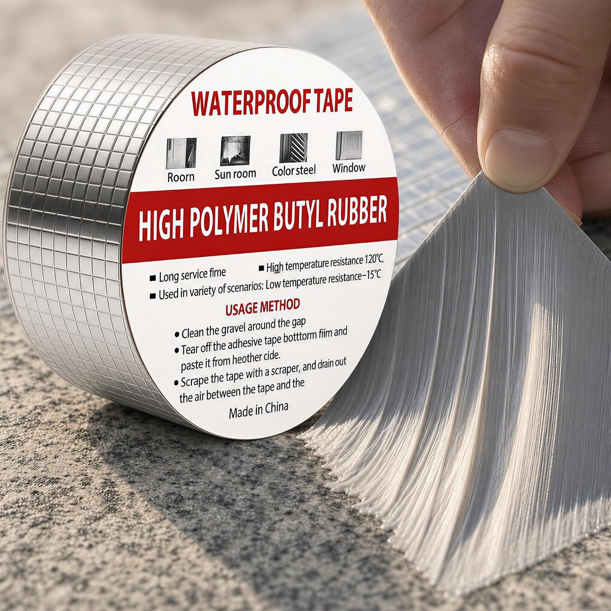 Waterproof Butyl Sealing Tape, 2 in x 10 m, Butyl Tape, Self Adhesive - ShopVlot