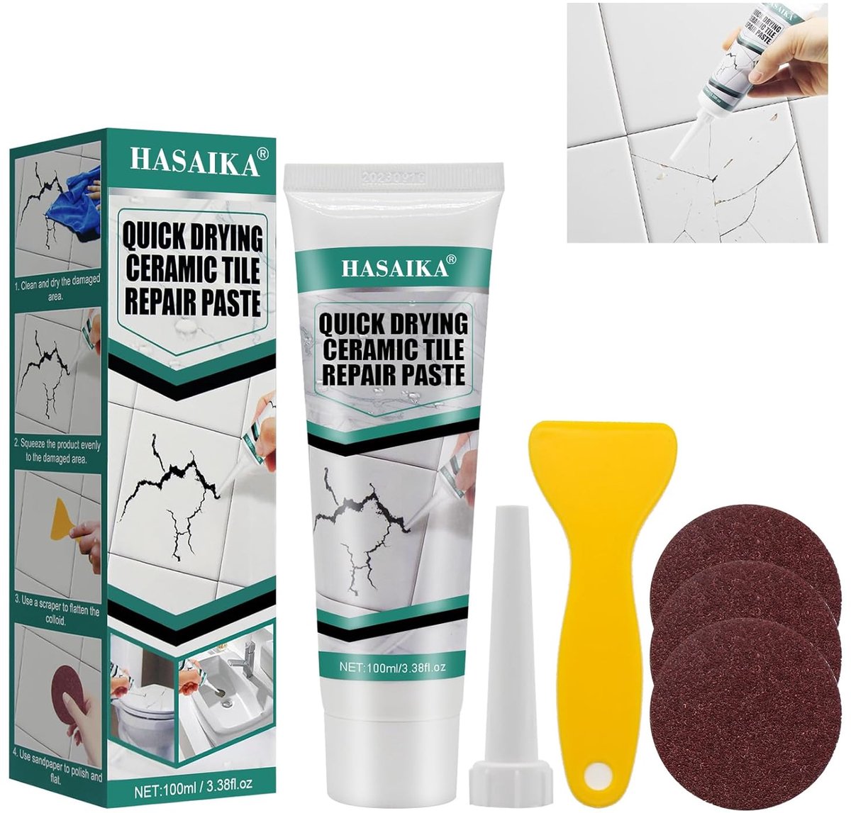 Tile Repair Paste, Quick Wall Filler, Wall Repair Kit, Drywall Repair Kit with Scraper, for Wall Repair and Quick - ShopVlot