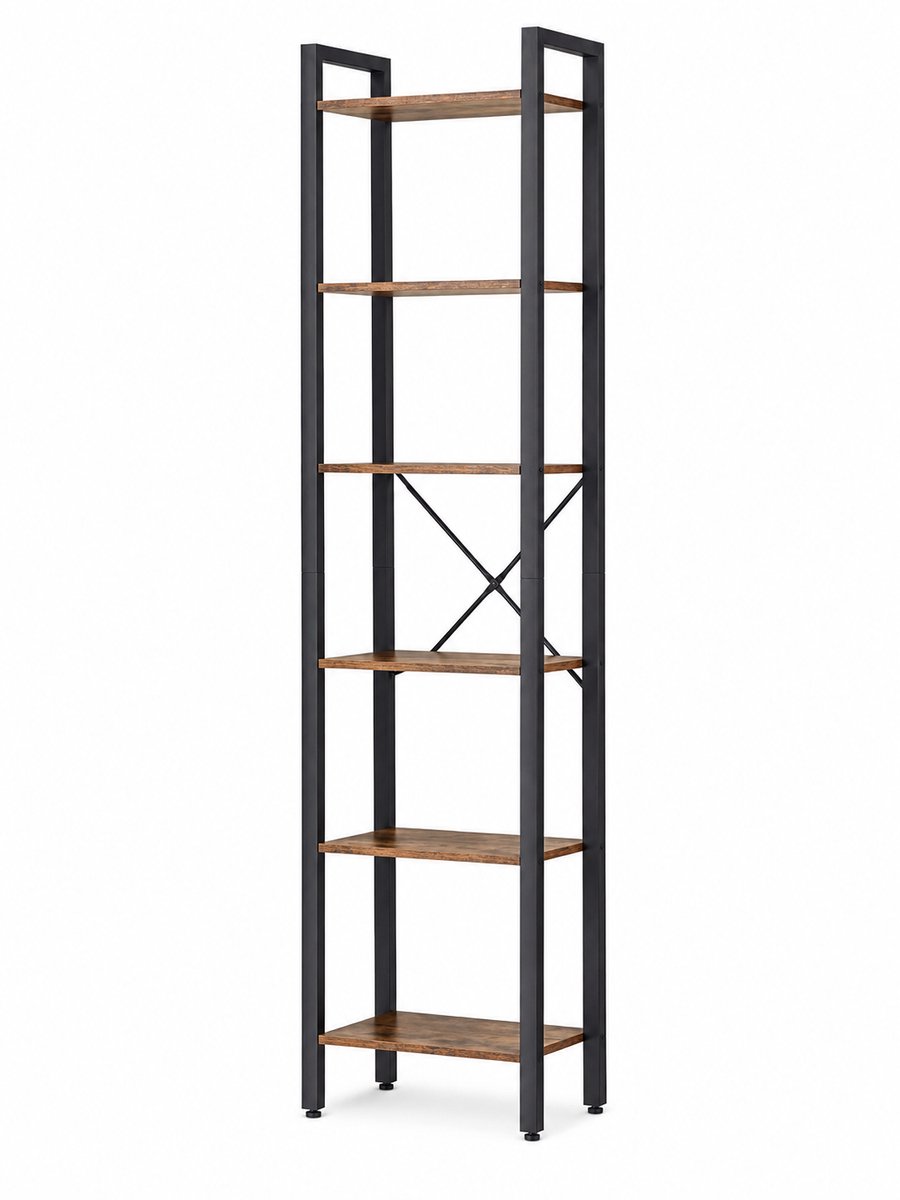 MokoHub Schoenenrek Smal - Schoenenkast - 10 Vakken - Met Deuren - Stalen Frame - 40x30x187.5 cm - Bruin