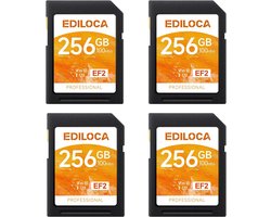 Ediloca EF2 UHS-I SD Card, 256GB, SDHC UHS-I Memory Card, Fast Storage, Read 100MB/s, Write 90MB/s, C10, U1, V10 - ShopVlot