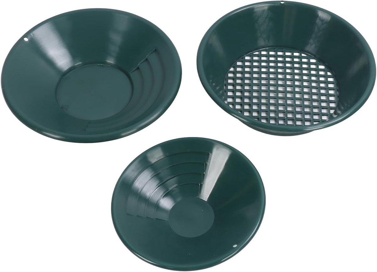 Goudpan set 3-delig - ABS kunststof - ronde goudpannen - efficiënte goudwinning - ShopVlot