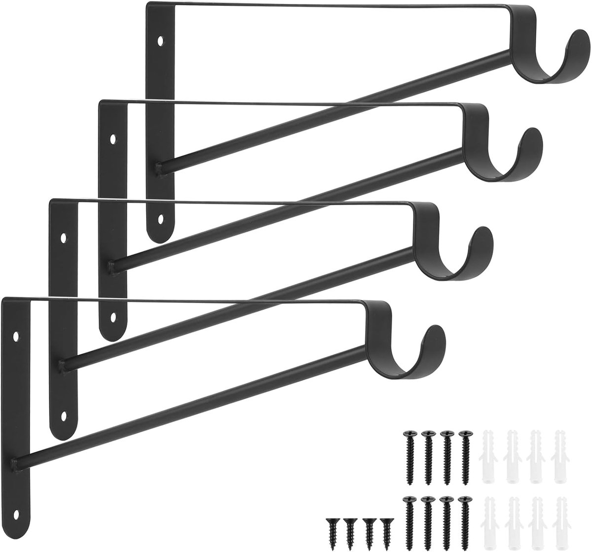 SnelShoppen - 4 Stuks Plankdragers Railing Houder 10 Inch - Duurzaam Gelegeerd Staal - Eenvoudige Installatie - Voor Keuken, Woonkamer, Garage, Tuin