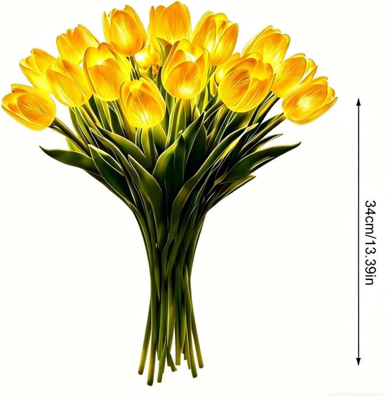 Fonkelende Boomtulpenlamp, Stralend Romantisch Tulp Ambient Desktop Nachtlampje, LED-verlichting Kunstbloemen, Werkt op batterijen, Nachtkastje/Kantoordecoratie, Cadeaus voor vrouwen/moeder (zonder vaas) — afbeelding 4
