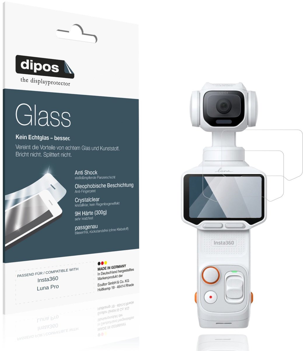 dipos – 2x Pantserfolie geschikt voor Insta360 Luna Pro | 9H Screenprotector