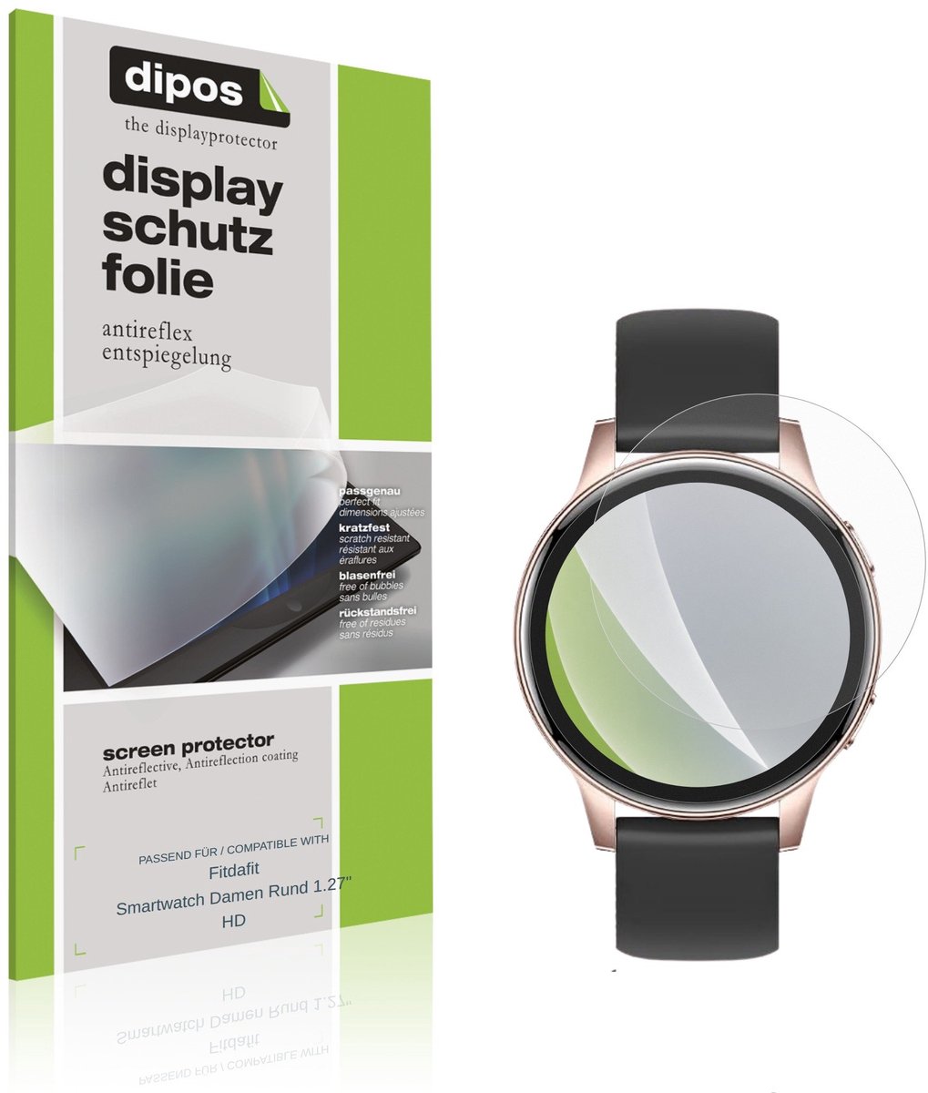 dipos – 6x Matte Beschermfolie geschikt voor Fitdafit Smartwatch Damen Rund 1.27" HD | Krasbestendige & antireflecterende Screenprotector Ultra-Thin