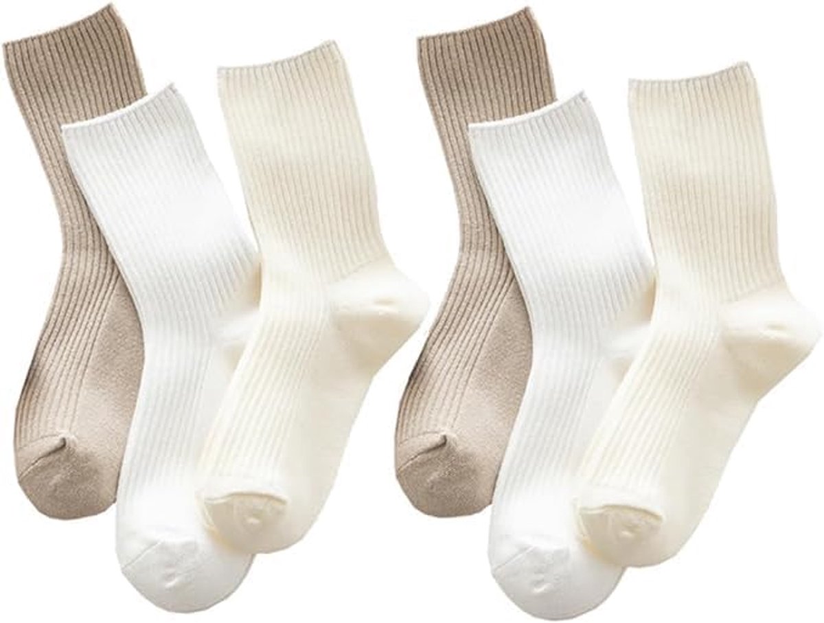 Sokken Dames 6 Paar Premium Katoenen Sokken voor Herfst-Winter - Esthetische Sportsokken voor Vrijetijdskleding - Cadeau voor Vrouwen Maat 35-42