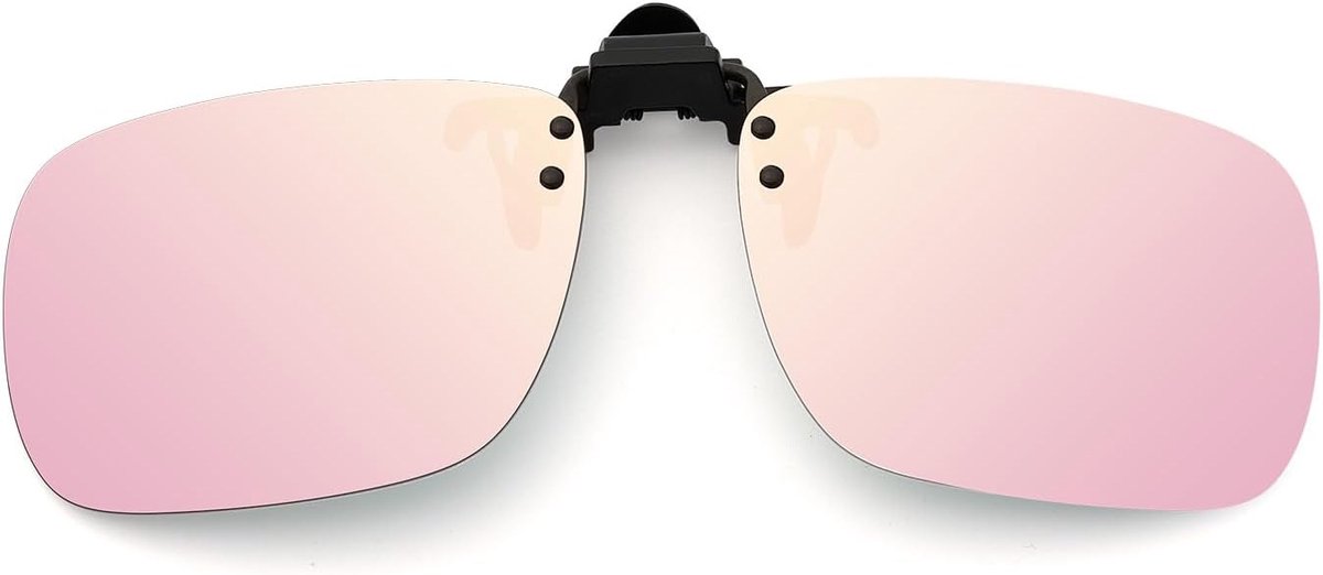 Gepolariseerde clip-on zonnebril, frameloze flip-up lens, roze