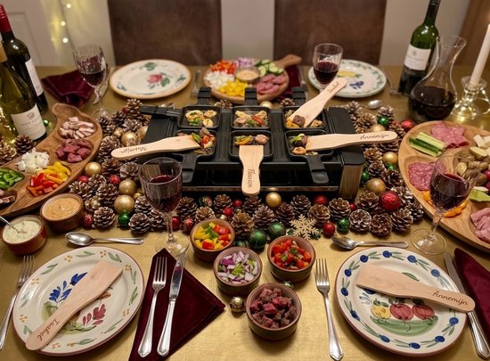 Gepersonaliseerde Gourmetspatel - Raclette of Gourmetspatel - Hout - Kerstcadeau - Eigen tekst - Kerst Gourmetten - Familie - Cadeau - Personaliseren - Kerst — afbeelding 3