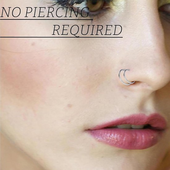 Set van 6 neppiercings, neuspiercing, septum-ring van roestvrij staal, nep-piercing, neusset, hoepel 6 mm/8 mm/10 mm, dun en klein, hypoallergeen voor kraakbeen en helix, zilver — afbeelding 5