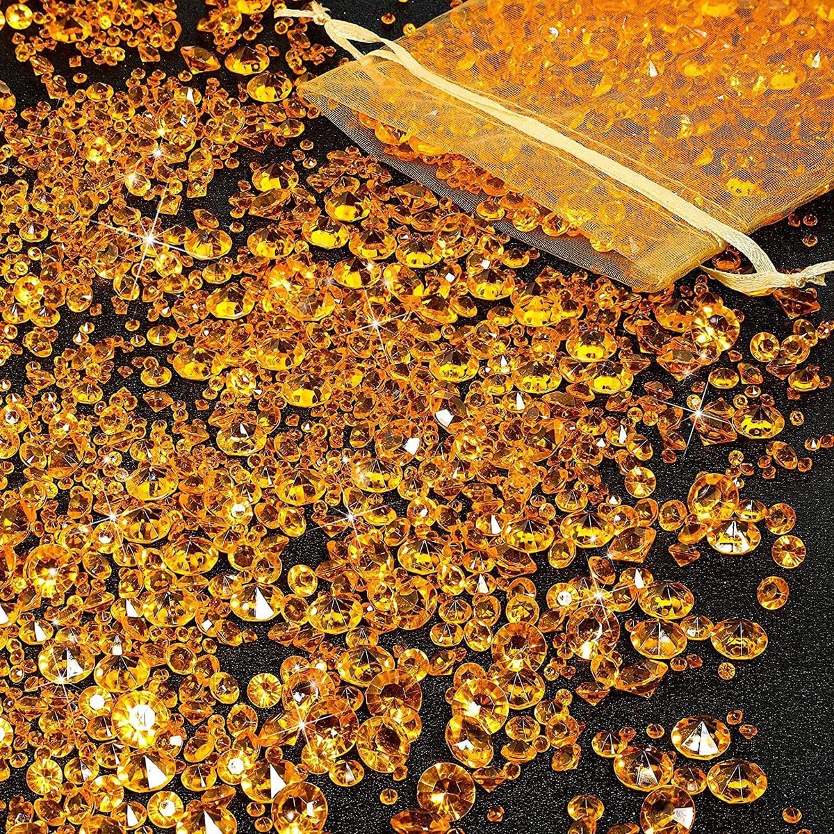 4000 Stuks Acryl-strass-Decoratie, 3 Maten voor Bruiloftsdecoraties, Tafeldecoratie, Reparaties van Bruidskapsels, Vazenvullers, Feestjes (Geel)