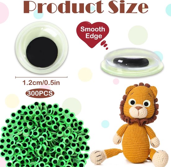 Ogen stickers 300 stuks wiebelogen speelgoed zelfklevende meubelogen kunststof stickers ogen lichtgevende stickers voor doe-het-zelf handwerk scrapbooking handwerk poppen accessoires — afbeelding 2