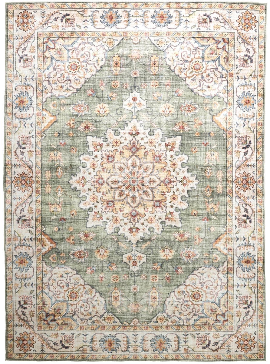 FRAAI Vintage buitenkleed - Santo Medaillon Olijfgroen - 80x150cm