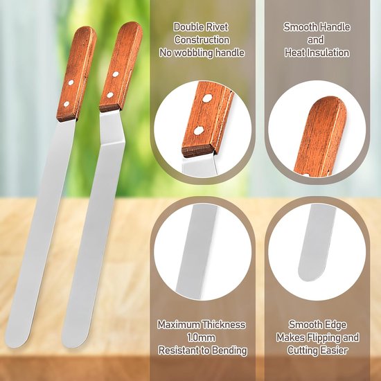 Set van 3 pannenkoekenverdelers, roestvrij staal, T-vormige deegverdeler met 2 spatels, pannenkoekenaccessoires, taartspatel voor thuis, keuken, bakken, koken — afbeelding 4
