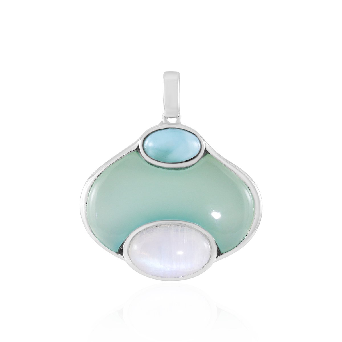 Cavill - Luxe hanger 925 sterling zilver met Aqua Chalcedoon 16,02 ct, Blauwe Maansteen 4,05 ct en Larimar 1,17 ct - Blauw groen