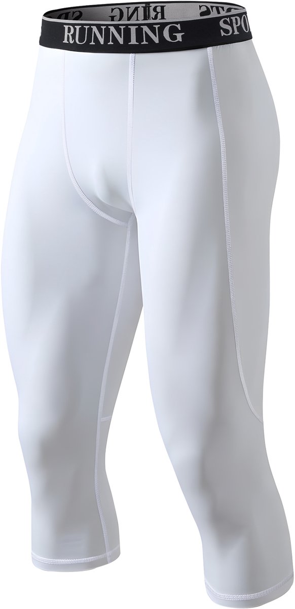 MEETYOO Compressie Broek, 3/4 Heren Compressie-Legging, Sport Sneldrogend Hardloopbroek, Basislaag Voor Trainen, Sneldrogend, Thermische, Voor Sportschool, Hardlopen, Joggen, Wandelen, Voetbalfietsen