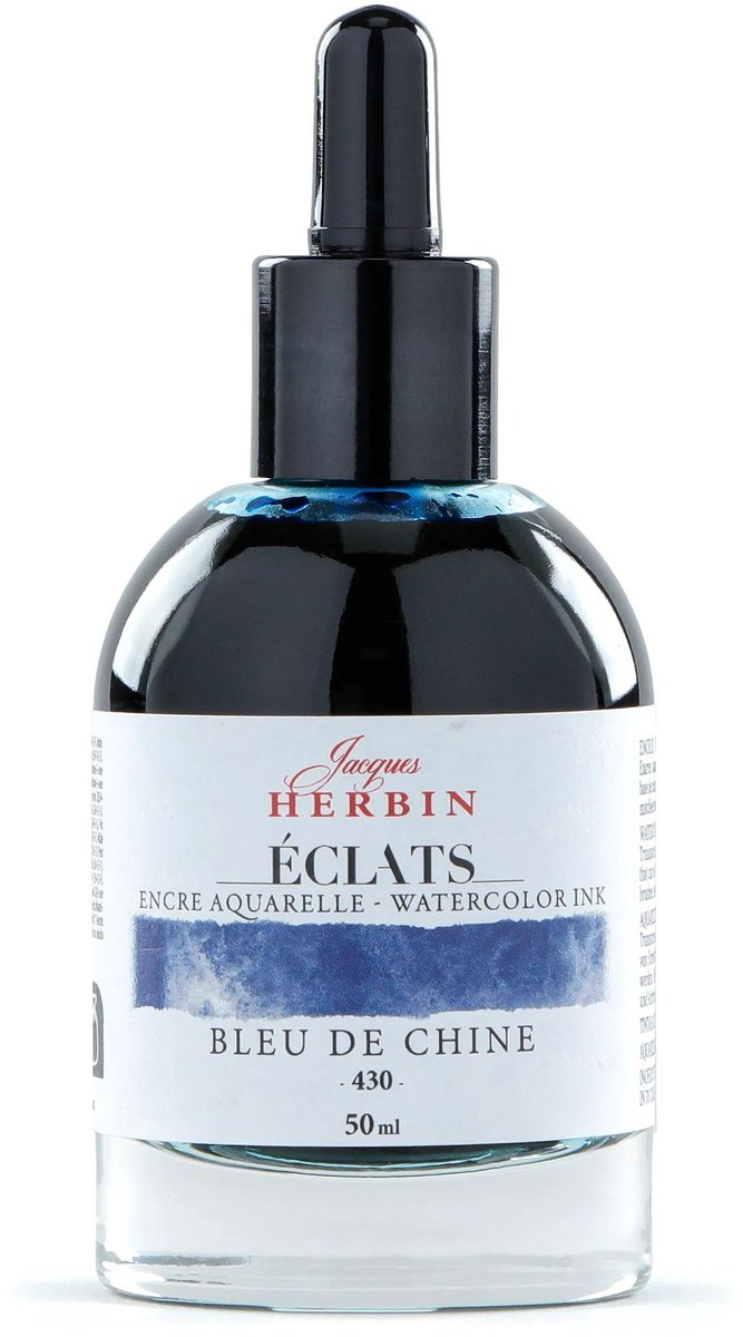 Jacques Herbin Éclats – Aquarel Inkt – Vloeibare Aquarelverf – Chinees Blauw – 430 – 50 ml