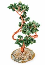 Gembui Bonsai Boompje - Groene Jade - Agaatschijf - Handgemaakt